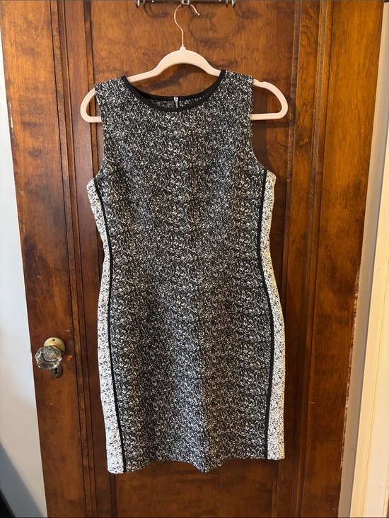 Calvin Klein Dresses & Skirts - Calvin Klein Sleeveless Black and White Tweed Sheath Dress Size 8